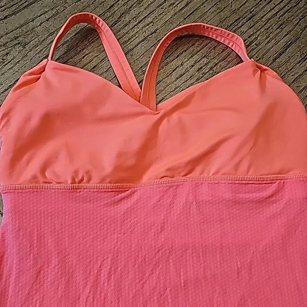 Lululemon orange wrap it tank top with built in sports bra size